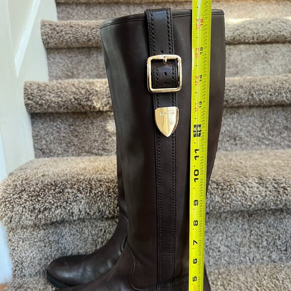 Coach Easton  Women's Tall Brown Side Zip Leather Boots. - Picture 6 of 13